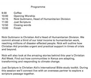 Details of Christian Aid gathering